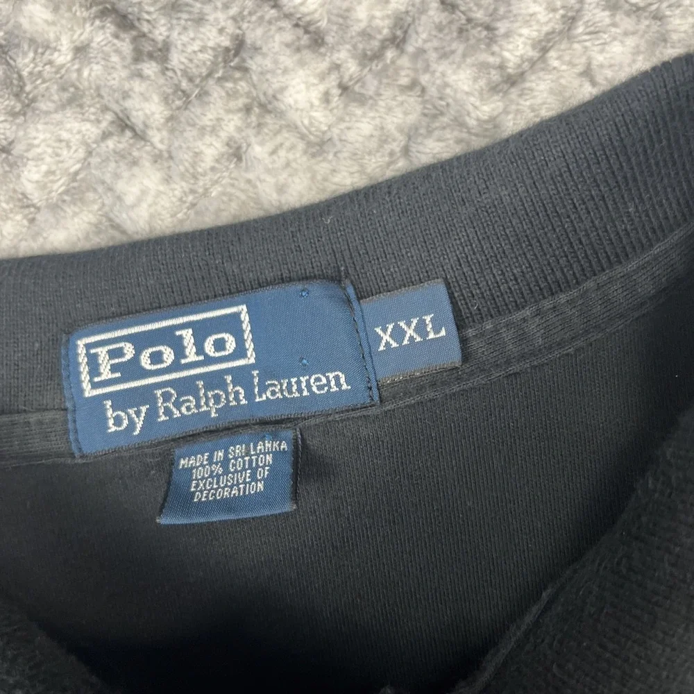 VTG Polo Ralph Lauren Polo Shirt XXL Black Classic Fit Red Pony Logo Cotton 90s